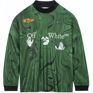 Nike x Off-White Allover Print Kelley Green long sleeve Jersey tags cut off mens
